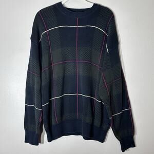 Vintage Woods & Gray mens plaid sweater Size XL 100% Cotton Granpacore Preppy